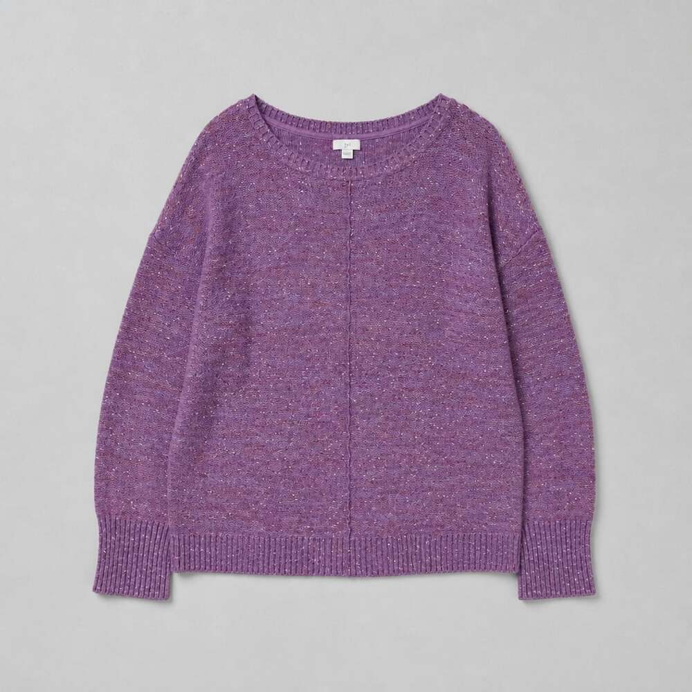 J.Jill Sweater Size L Purple Marled Cotton Blend Long Sleeve